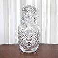 Bedside Water Carafe and Glass Set, Transparent Ice Pattern Drink Decanter with Included Cup for Bedroom Nightstand, Guest Room and Bathroom Mouthwash Storage