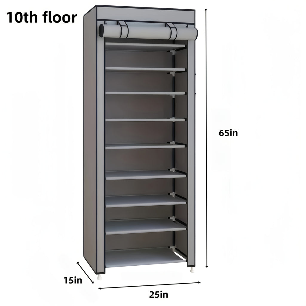 6/10 Tier Portable Shoe Rack Organizer with Nonwoven Fabric Cover, Ideal for Closet, Hallway, Bedroom, And Entryway, Stylish Grey Design