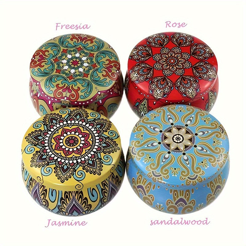 4 Scented Candles, Jasmine, Woody Scent, Lavender And Rose Fragrance, Suitable for Relaxation, Bath, Yoga-Perfect Holiday Gift, Random Color, Candle Box