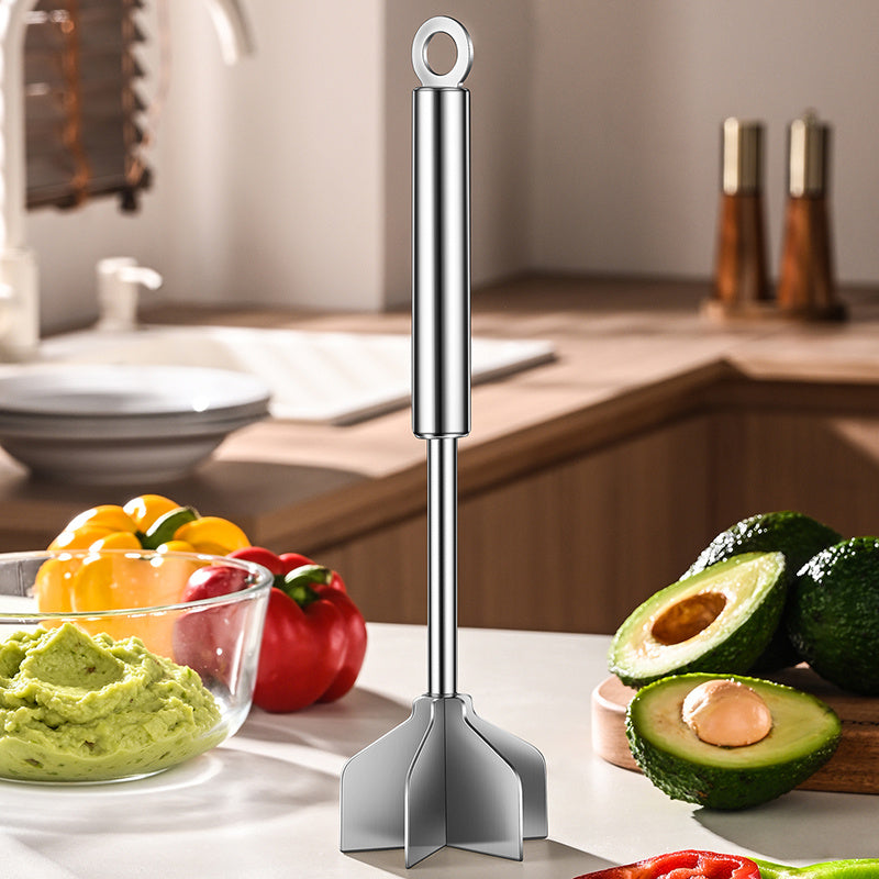 [Stainless Steel Meat Chopper] Meat Chopper 304 Stainless Steel Meat Chopper - With 6 Curved Blades, Heat Resistant Burger Meat Grinder, Non-Stick Mixing Chopper, Ground Beef Mashers, Potato Mashers Tools, Heavy Duty Food Grade Mixer Utensil for Home Meal