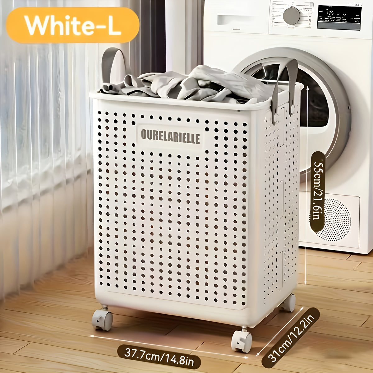 One Large Foldable Laundry Basket Without Cover - Imitation Leather, Hand Wash, Solid Color, Versatile Portable Laundry Basket with Wheel for Bathroom And Balcony Storage, Laundry Baskets