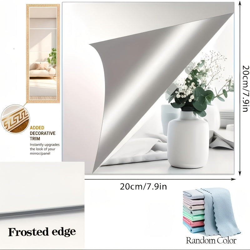 [Flexible Stick-On Mirrors] 4/8pcs Self-Adhesive Mirror HD Acrylic Mirror, Flexible Stick-On Mirror Sheets, Frameless Wall Mirror, Plastic Mirror Wall Stickers, Home Decoration Is Not Fragile, Mirrors