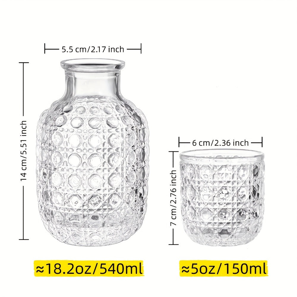1 Set of Bedside Water Kettle Set (Including Cup) | Bathroom Mouthwash Decanter | Modern Transparent Glass Water Kettle Suitable for Bedroom Bedside Table | Night Cool Drink | Valentine'S Day/Home Gift