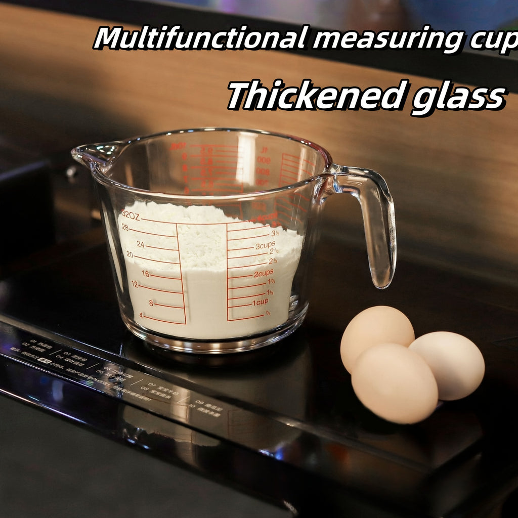 4/9pcs Glass Measuring Cup Set, Including Tempered Glass Liquid Measuring Cups And 100ml Coffee Cups, Essential Kitchen Tools Glass Measuring Cups