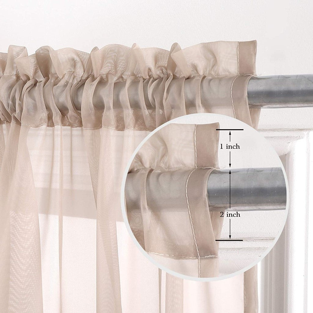 Rod Pocket Sheer Curtains, 2 Polyester Light-Filtering Window Panels in Multiple Colors and Sizes for Living Room Bedroom and Dining Room Decor