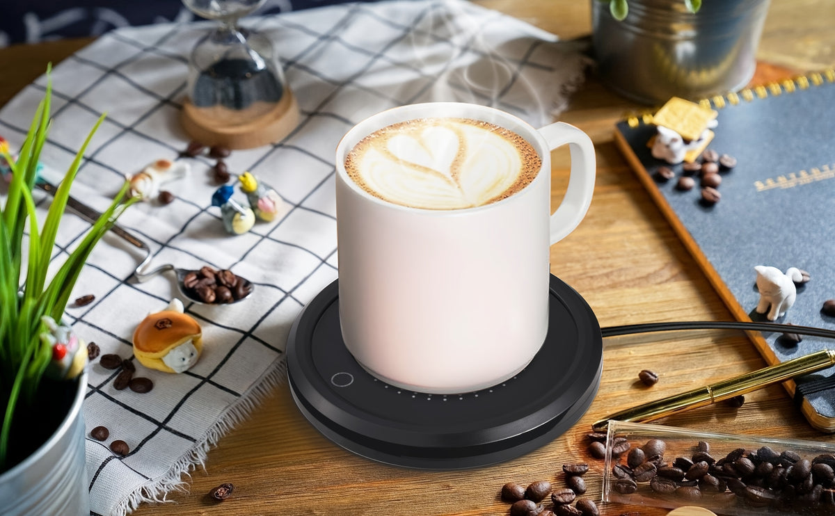 LALAYUAN Electric Mug Warmer, Fast Heating Coffee Cup Warmer with Temperature Control, 110V US Plug, Plug Powered Beverage Heater, with Desk, for Coffee Lovers, Coffee, Milk, Tea, Candle Wax Gift