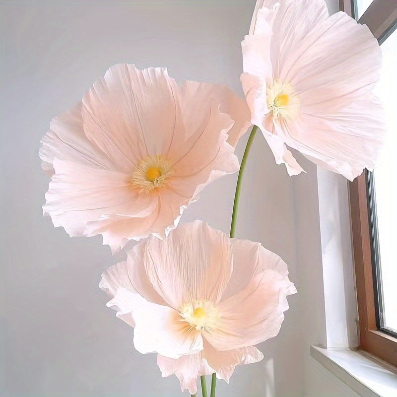 1pc, Super-large Poppy Artificial Flowers Fell To The Ground, Visited The Shopping Mall, Shop Window Decoration, Wedding Scene Decoration, Artificial Fake Flowers, Paper Flowers, Paper Art Flowers