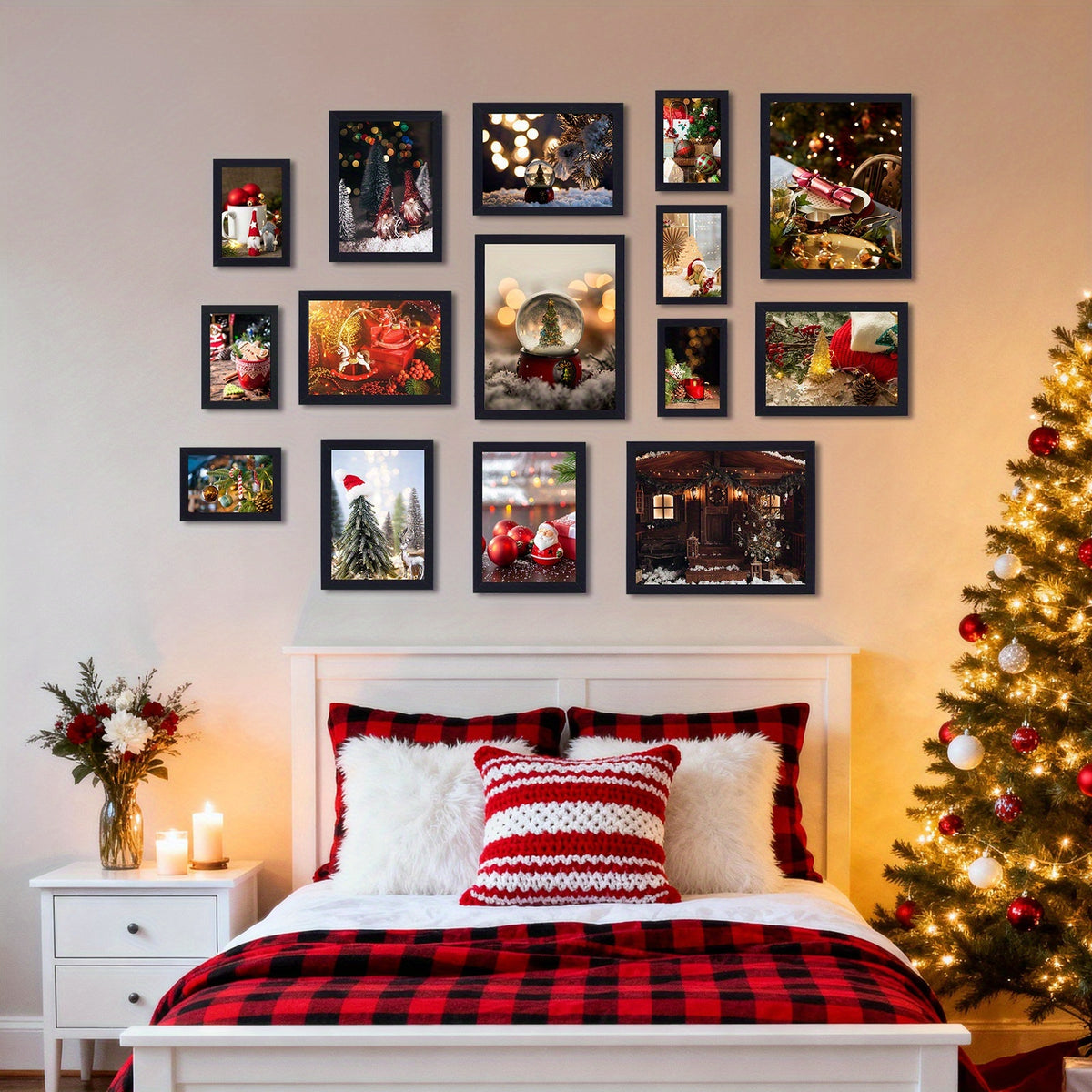 15pcs Picture Frames Collage Wall Decor, Photo Frame, Photo Board, Picture Frames for Mounting Or Tabletop Display, Photo Gallery Frame Set for Family, Multi Sizes Including 8x10, 5x7, 4x6, Suitable for School, Halloween And Christmas