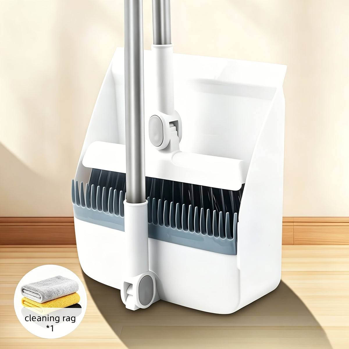 3-in-1 Upright Broom And Dustpan Combo, Long Handle Floor Sweeping Brush Set With Comb Teeth Dustpan, Garbage Bag Holder, Indoor Outdoor Cleaning Kit For Kitchen, Balcony, Patio, Garage, Party Cleanup