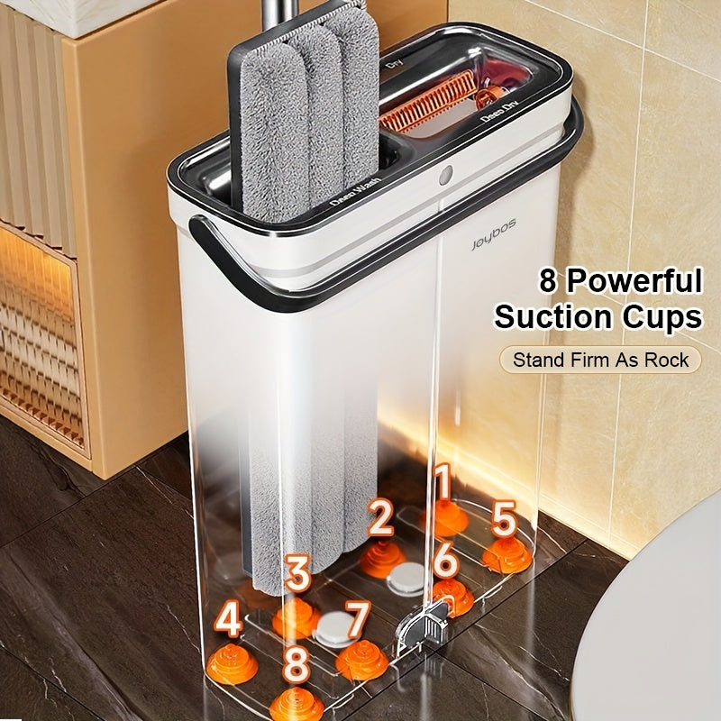 Flat Mop And Bucket with Upgrade Wringer Set, Hands Free Flat Floor Mop And Bucket, Wet And Dry Use, Separates Dirty And Clean Water, Deep-Cleaning Mops for Floors, Walls, Floor Cleaning Tools with 2 Or 6 Washable Microfiber Pads
