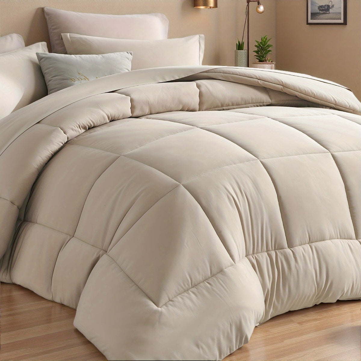 5/7pcs Luxurious Checked Pattern Comforter Set-Multiple Colors Plus Random Color Available, Breathable Comforter-Ultra Soft Fluffy Fiber Filling, Warmth For All Seasons-Bed In A Bag With Comforter, Flat Sheet, Fitted Sheet, Pillowcases