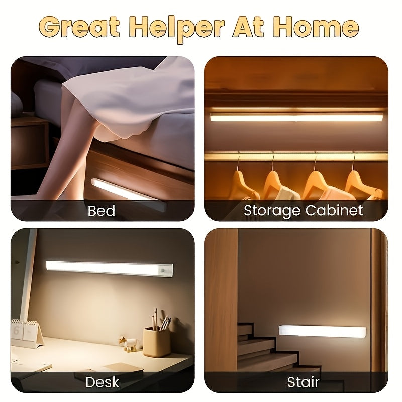 12-Pack Motion Sensor Under Cabinet Lights, USB Rechargeable Wireless LED Closet Lights, 3 Modes, Stick-On Night Lights for Kitchen, Bedroom, Stairs, Wardrobe, Pantry