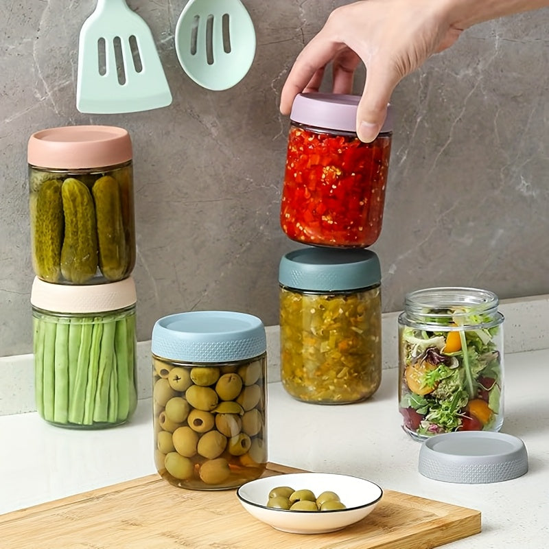 6-pack 16oz Overnight Oats Containers with Lids, Glass Jars with Airtight Lids, Wide Mouth Mason Salad Jars, Glass Food Storage Containers for Snacks Yogurt Spice Sugar