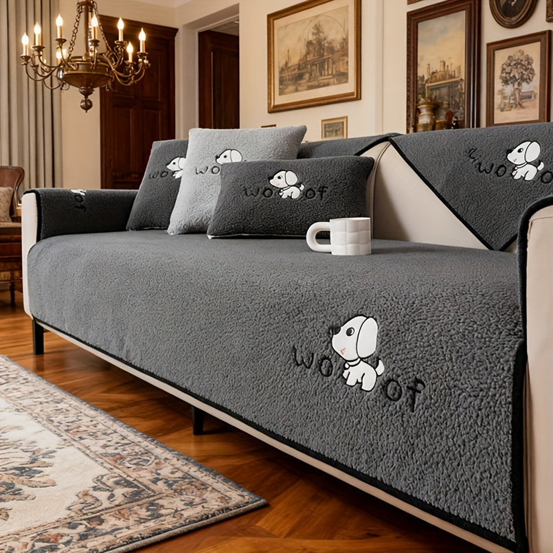 1pc Sherpa Couch Protector, Enhanced Sofa Cover, Suitable for Pets, a Favorite Among Pets, Thick Plush Sofa Shield, Non-Slip Plush Sofa Cover, Furniture Protection Cover, Home Decor for Bedroom, Office, And Living Room