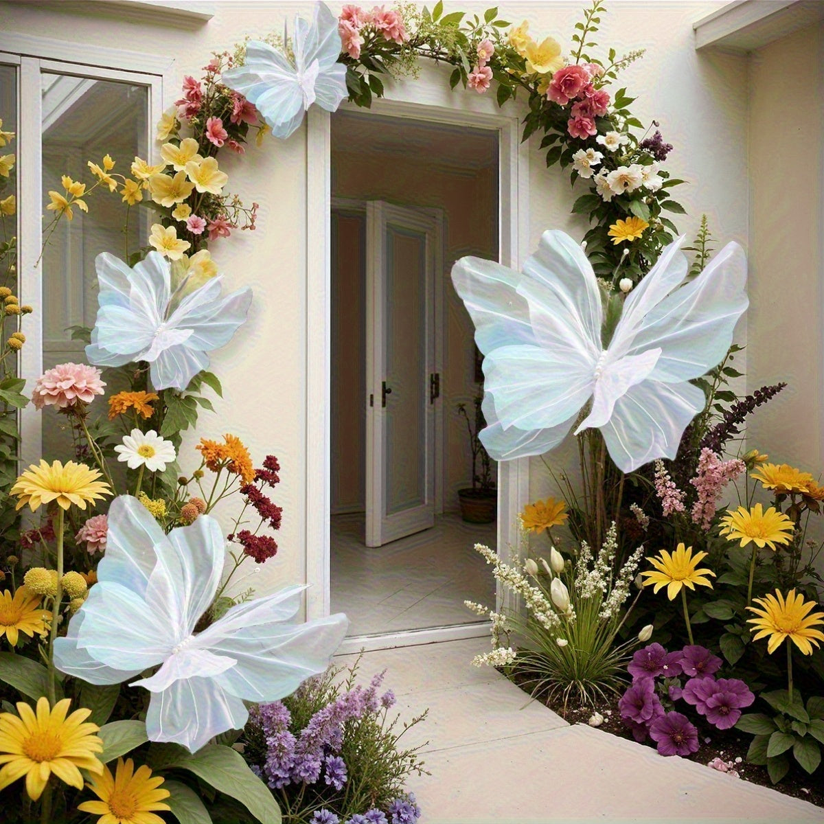3pcs 50cm/ 19.69in Large Butterfly Artificial  Party Decoration 3D Butterfly Wall Decoration Baby Party Wedding Decoration Birthday Party Home Supplies Decoration