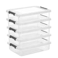 Craft Storage Boxes with Lids, 5-Pack Clear Stackable Plastic Organizers for Sewing Projects, Beads, Art Supplies, Board Games and Paper