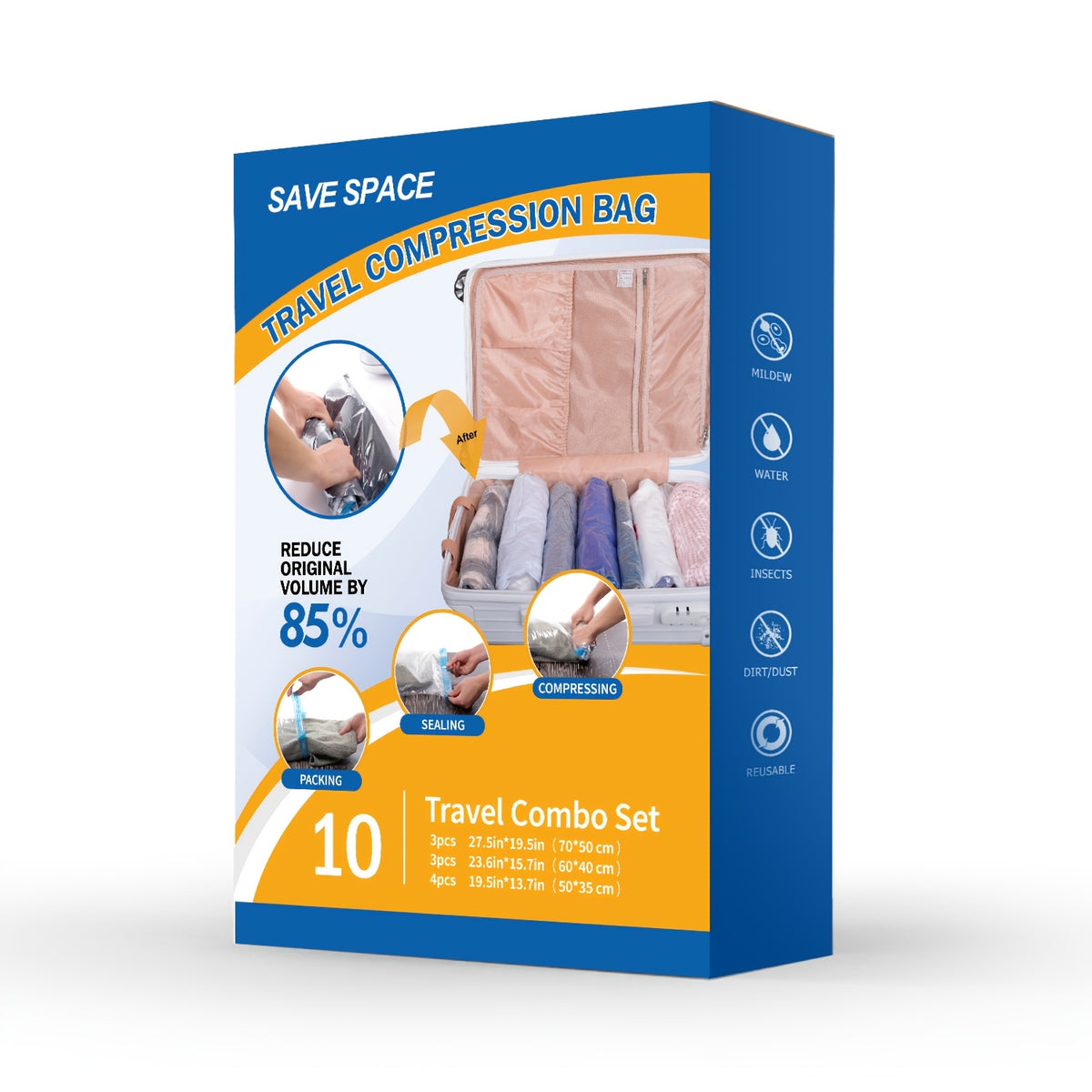Jumbo Vacuum Storage Bags, Vacuum Seal Bags for Clothing, Travel Space Saver Bags for Luggage Clothes Pillows Comforters Blankets Bedding 4pcs 8pcs 10pcs 12pcs 20pcs 30pcs
