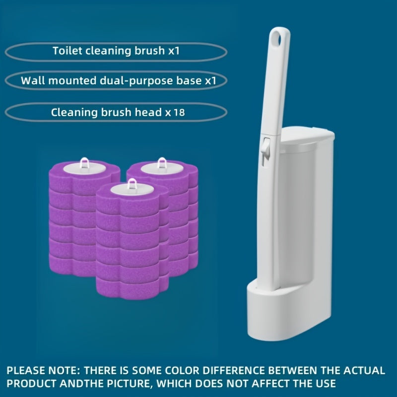 7pcs Set/19pcs Set Disposable Bathroom Toilet Cleaning Brush Set, with Stand And Replacement Head, Beautiful Design, Easy to Install, Fixed Position, Enjoy A Convenient And Efficient Cleaning Experience