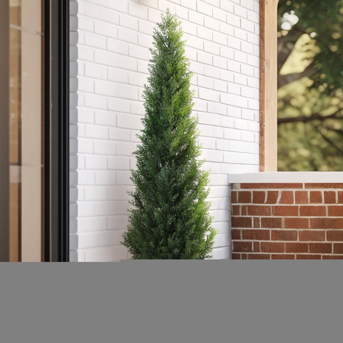 Outdoor Artificial Topiary Cedar Tree - 1pc/2pcs Fake UV Rated Potted Plants - 3/4/5FT Faux Pine Bushes And Shrubs For Front Porch Home Office Decor