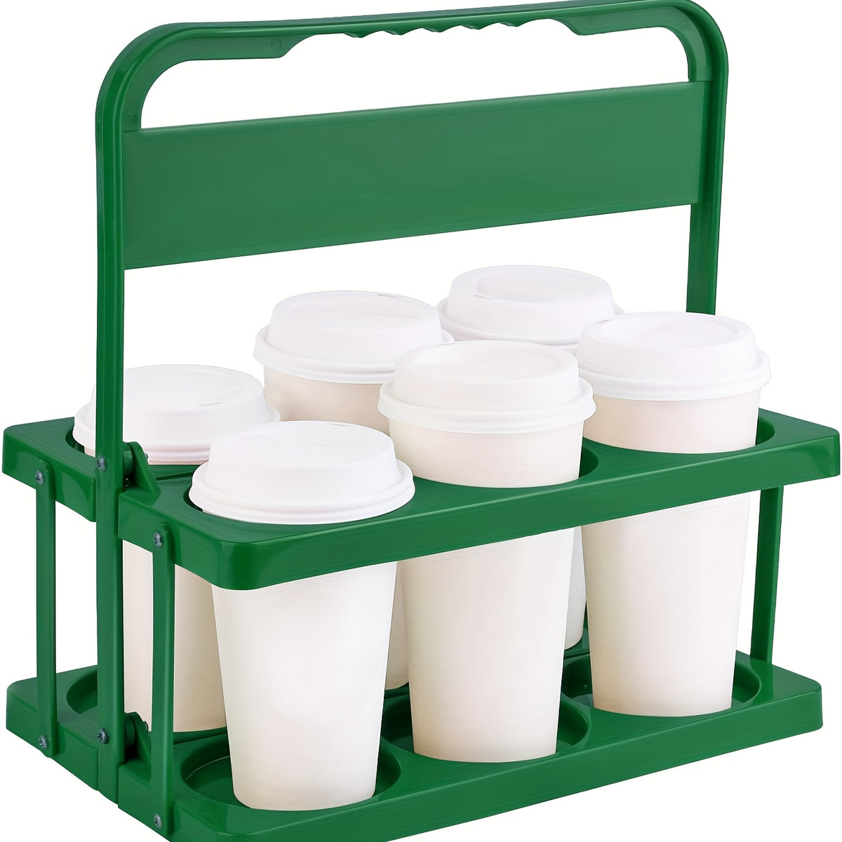 Foldable Drink Carrier with Handle, Reusable Plastic Holder for Up to Six Cups or Cans, Portable Beverage Organizer for Delivery Picnics and Gatherings