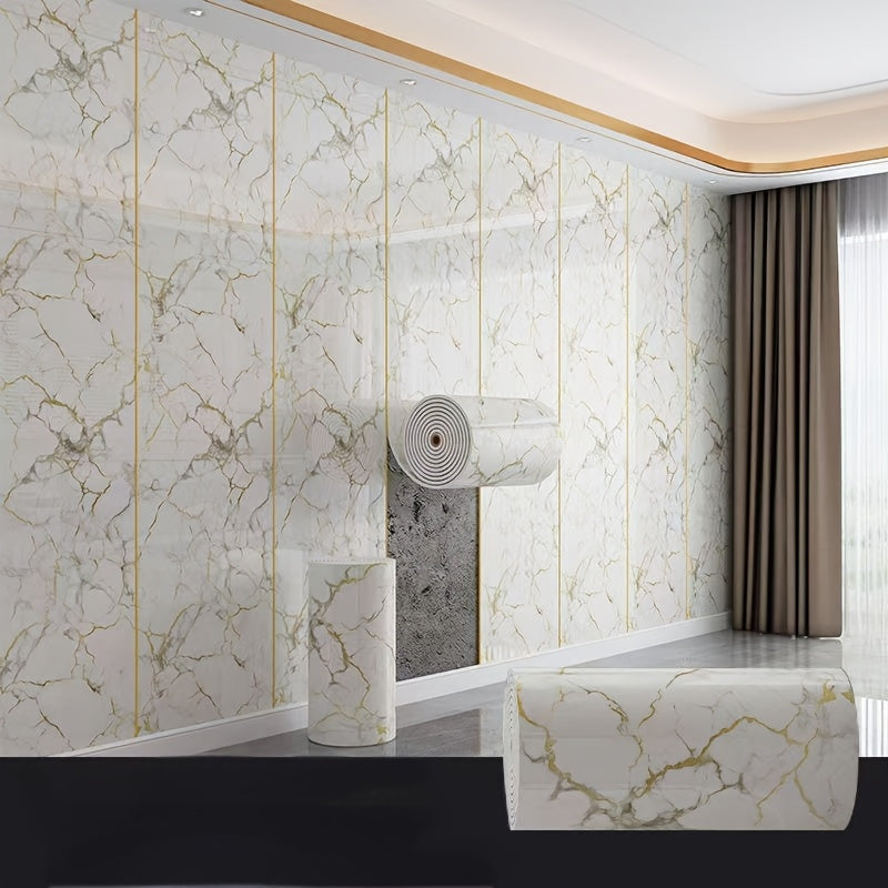A Roll of Wall Stickers That Are Self-Adhesive And Feature a 3D Marble Design. These Peel-And-Stick Tile Decals Are Perfect for Concealing Unsightly Peeling Walls in Areas Like The Living Room, Kitchen Backsplash, Or Bathroom. They Are Made of Remov