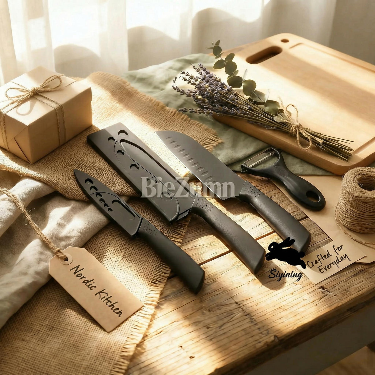 7/3pcs Stainless Steel Kitchen Knife Set- Professionally Crafted Kitchen Knives, Including a Bone Knife, Slicing Knife, Carving Knife, Peeler, Butcher Knife, Kitchen Scissors, Ultra-Sharp Bone Knife, Suitable for Meat And Fish, Fruits