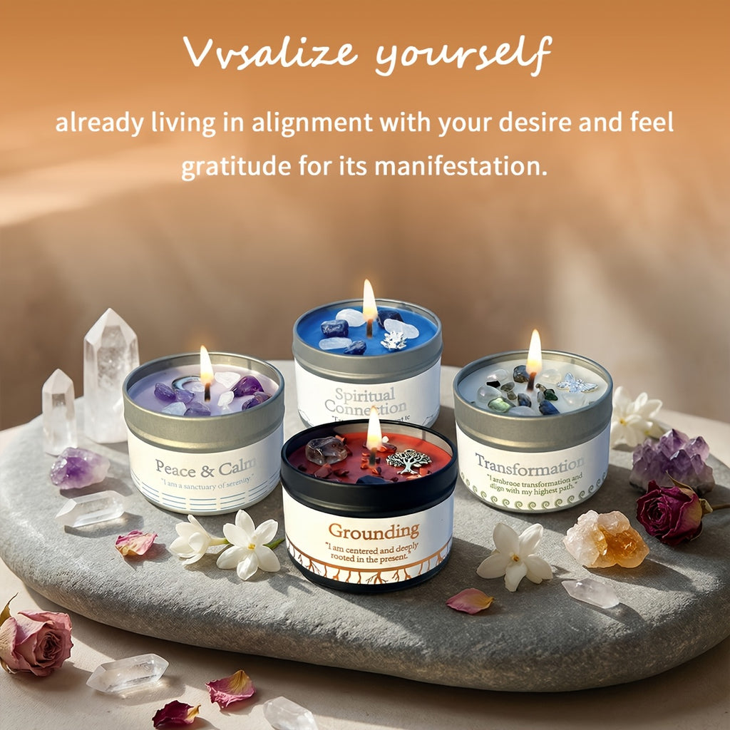 EVODUCK 2pcs/1pc Law Of Attraction Protection Manifestation Candle | Sage Each 3oz/total 6oz Scented Soy Wax Candle With Golden Crystal | For Focus, Meditation, Yoga & Reading | Christmas, New Year, Birthday Gift For Women
