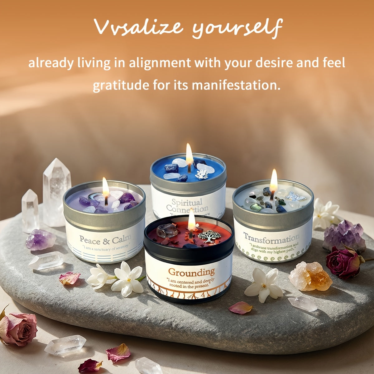 EVODUCK 2pcs/1pc Law Of Attraction Protection Manifestation Candle | Sage Each 3oz/total 6oz Scented Soy Wax Candle With Golden Crystal | For Focus, Meditation, Yoga & Reading | Christmas, New Year, Birthday Gift For Women
