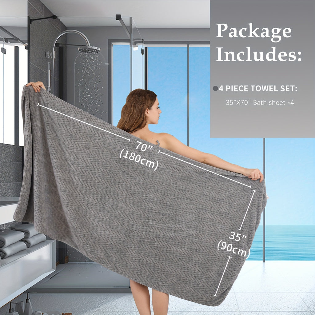 Oversized Bath Towels Set, Extra Large Towel Microfiber Soft XL Bath Sheet Super Absorbent Bathroom Towels Set Quick Dry Plus Size Shower Towels for Family Hotel, Wash Cloths