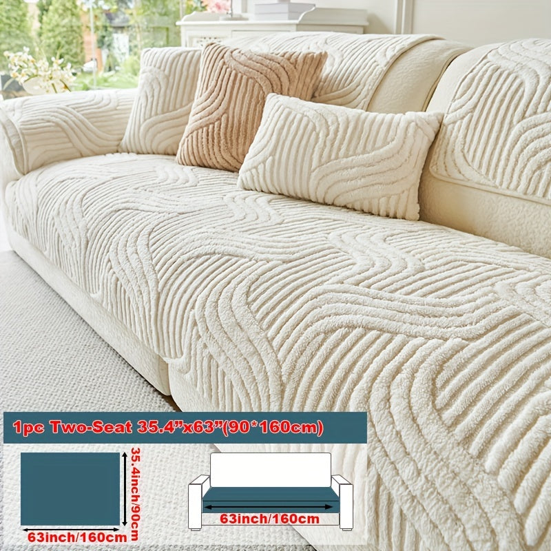 1pc of Plush, Non-Slip Sofa Cover That Is Modern And Luxurious, Pet-Friendly, Breathable, And Stylish for Home Decoration. It Is Appropriate for The Living Room, Bedroom, Or Office, Made from Polyester Fabric, Machine Washable, And Without Any Print