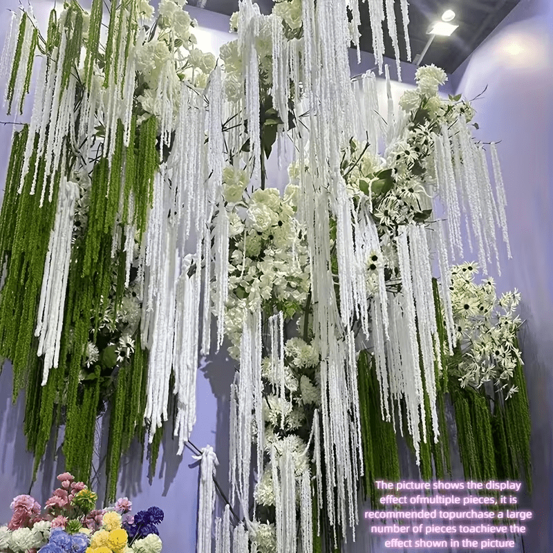 10pcs Artificial Amaranth Flowers - Elegant Green Wisteria Hanging Flowers for Bohemian Home, Party, Wedding Centerpiece, Christmas, Valentine'S Day, Outdoor Garden Decoration, Photography Prop, Bridal Bouquet Accessory