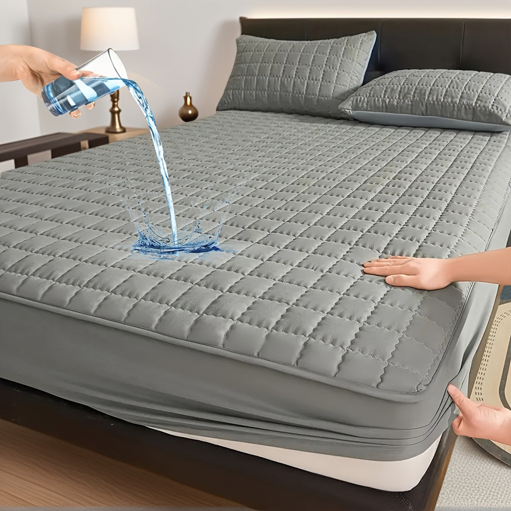1pc Modern Soft Breathable Waterproof Bed Fitted Sheet - Lightweight, Fitted Mattress Protector For All Beds, Bedding Essentials, Minimalist Design (Excluding Pillowcases)