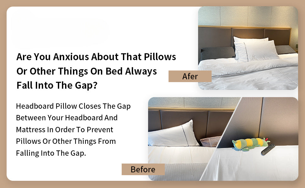 Bed Wedge Pillow for Headboard, Bed Gap Filler, Triangle Pillow Wedge for Rest Sleeping Reading, Between Your Headboard and Mattress