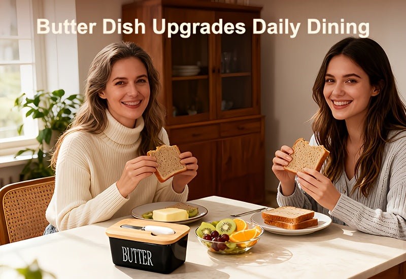 1pc Luxury Large Butter Dish with Lid - Ceramic Countertop Keeper with Knife High-Quality Sealing and Easy-Clean Design - Perfect Kitchen Gift for Butter Lovers Butter Container