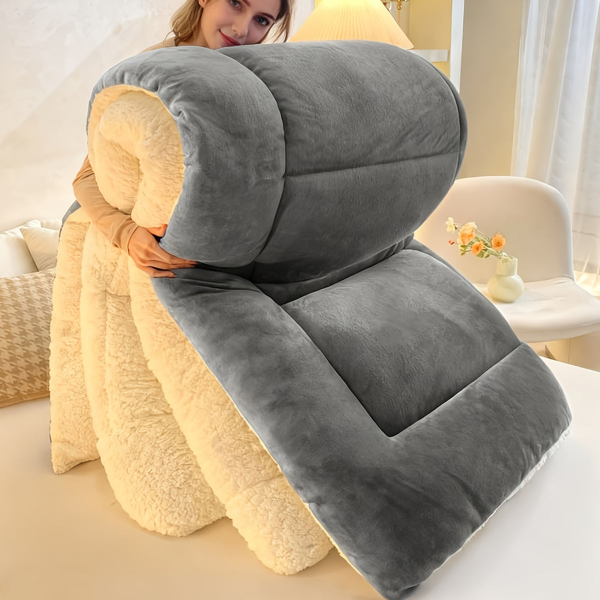 Sheep Blanket Single Bed Size Extra Thick Plush Flannel Blanket for Sofa and Bed, Microfiber Lightweight Reversible Soft Cozy Warm Luxury Bed Blanket