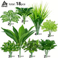 Outdoor Boxwood Greenery Stems, 18-Pack UV-Protected Artificial Plastic Foliage for Porch Planters, Window Boxes, Hanging Displays and Farmhouse Wedding Decor