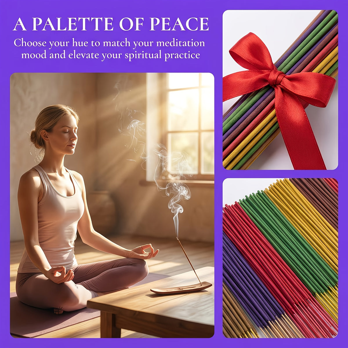Premium Bamboo Incense Stick Set with Eight Distinctive Fragrances: Sage, Lavender, Pink Cherry Blossom, Mint, Jasmine, Dragon'S Blood, Rose, And Lemongrass. 23 Sticks for Each Scent, Perfect for Creating an Elegant Indoor Atmosphere