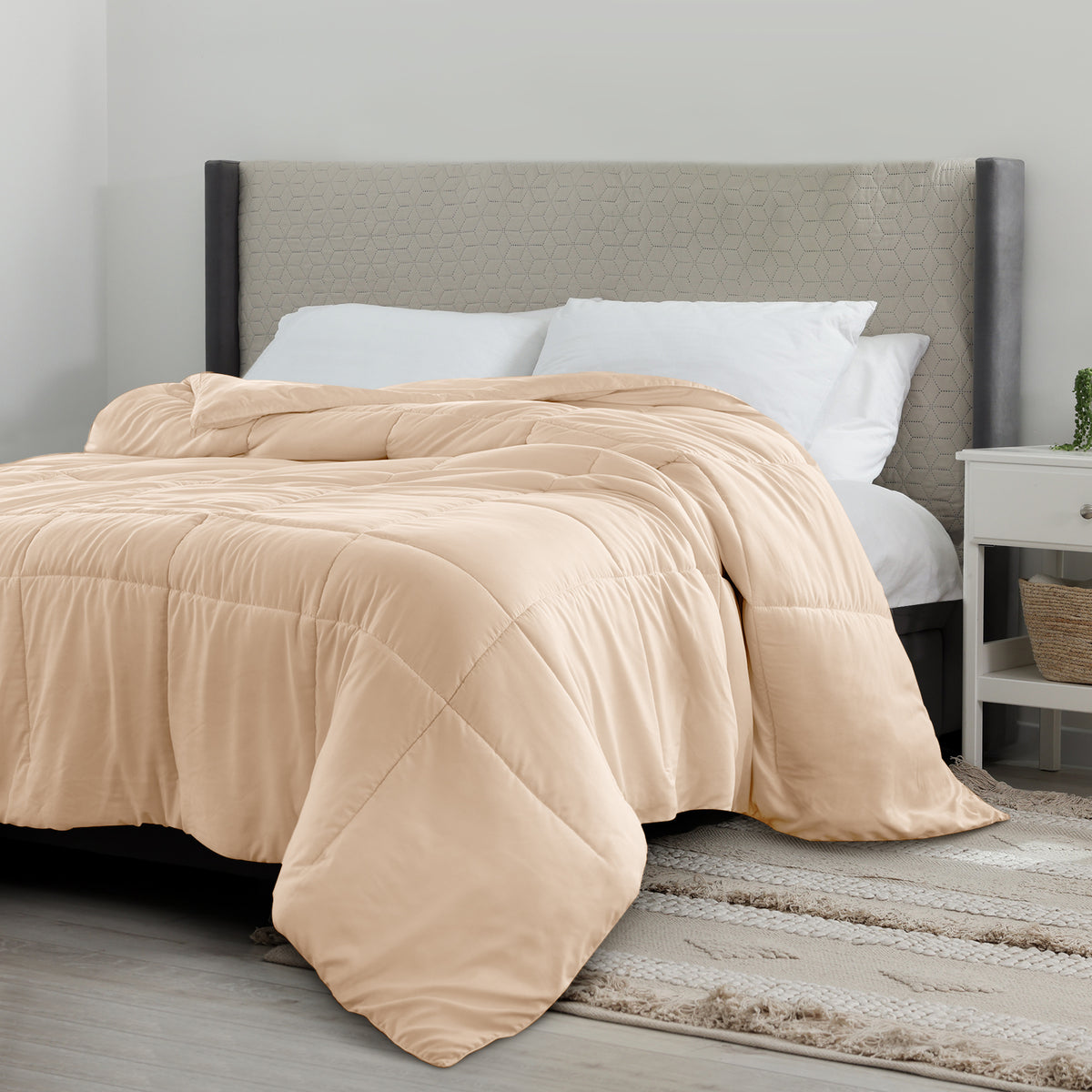 Lux Decor Comforter - All Season Quilt Comforter For Summer Sleeping With Corner Tabs - Soft, Breathable Versatile Bedding & Bedroom Decor - Luxurious Box Stitching