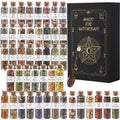 Witchcraft Herbs Kit with 45 Bottles of Dried Herbs and Flowers, Crystal Spoon and Guide for Beginner Wiccan Pagan Altar Decor and Ritual Supplies