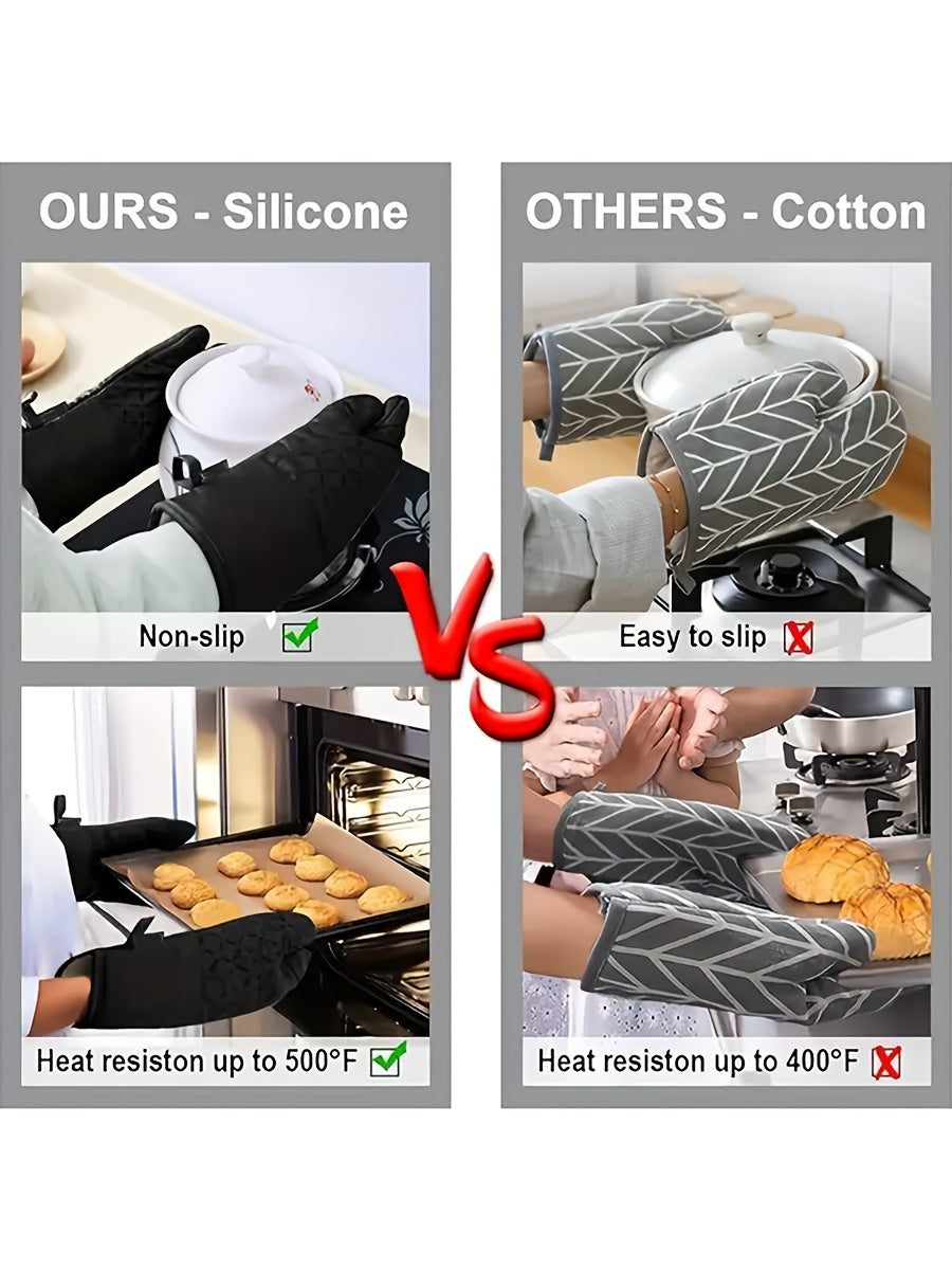 6pcs Oven Mitts And Pot Holders/ 1 Pair Oven Mitts, Kitchen Oven Glove High Heat Resistant Oven Mitts And Potholder With Non-Slip Surface For Cooking, Mother'S Day Gift
