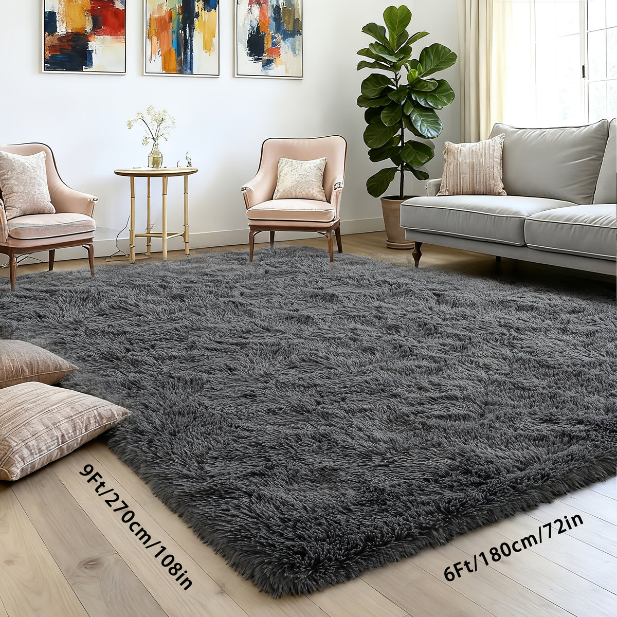 A Super Soft Thick Plush Carpet, Fluffy And Soft, Suitable for Bedroom Indoor Carpet, Non-Slip Soft Machine Washable Carpet,Ideal for Bedroom, Living Room,Study, Dorm,,Home Decor, Christmas Gift, Christmas Decor