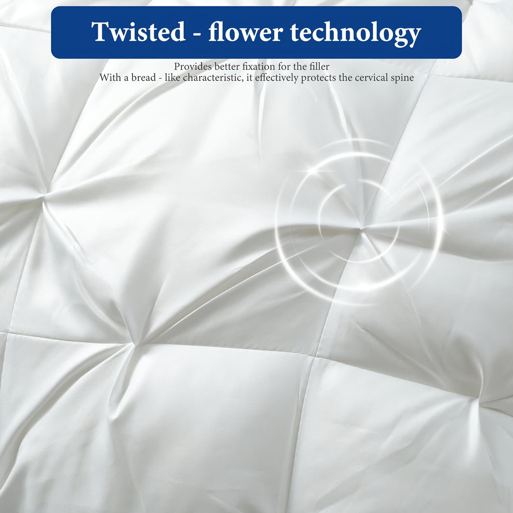 Hotel Three-Dimensional Twisted Flower Pillow, 900g, 2-Pack, White