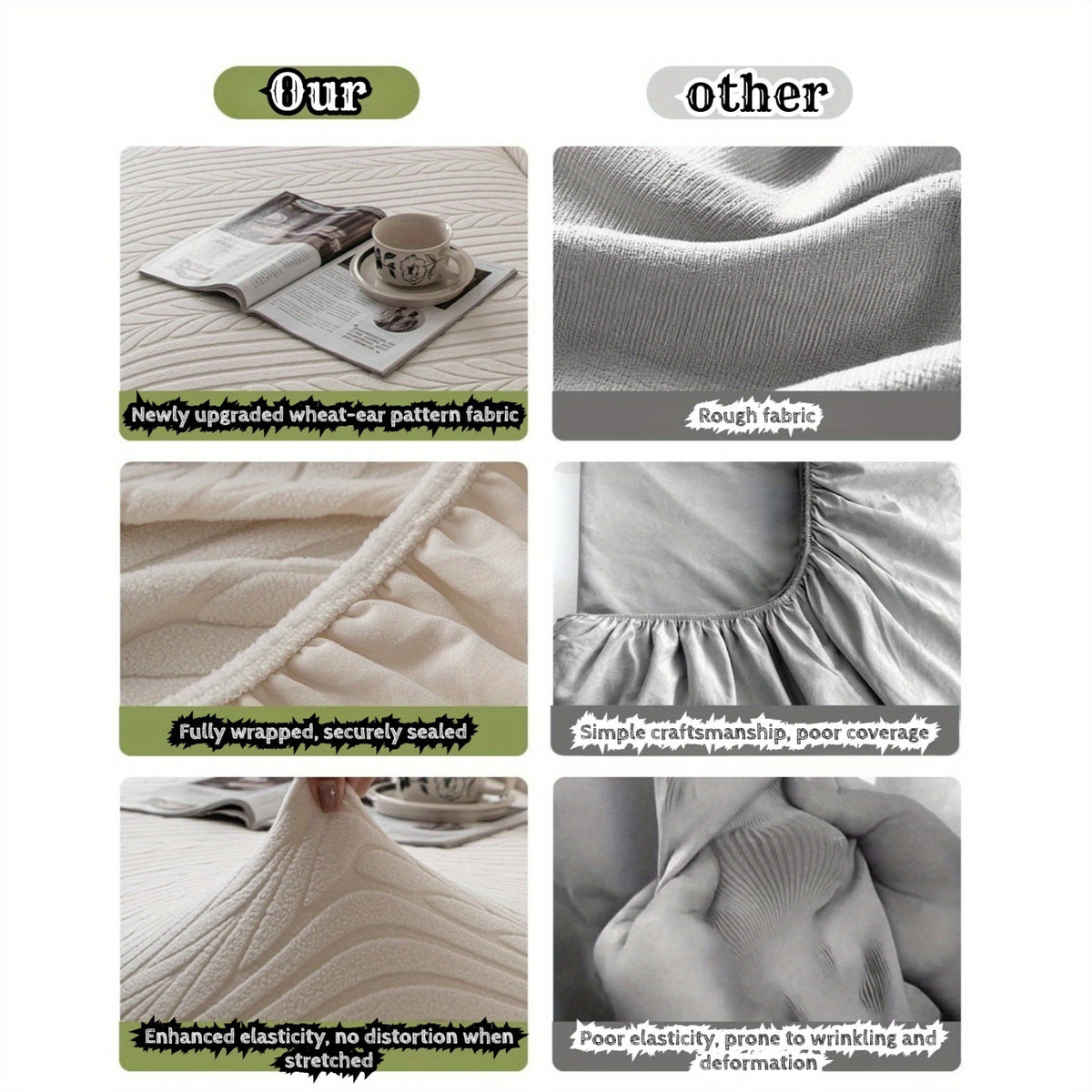 1pc Striped Sofa Cover - Washable, Stretchable, Scratch-Resistant & Non-Slip All-Season Sofa Protector, Fits 1-4 Seater Sofas, White Textured Fabric with Sawtooth Pattern, Perfect for Living Room Decor & Furniture Protection | Durable Protection
