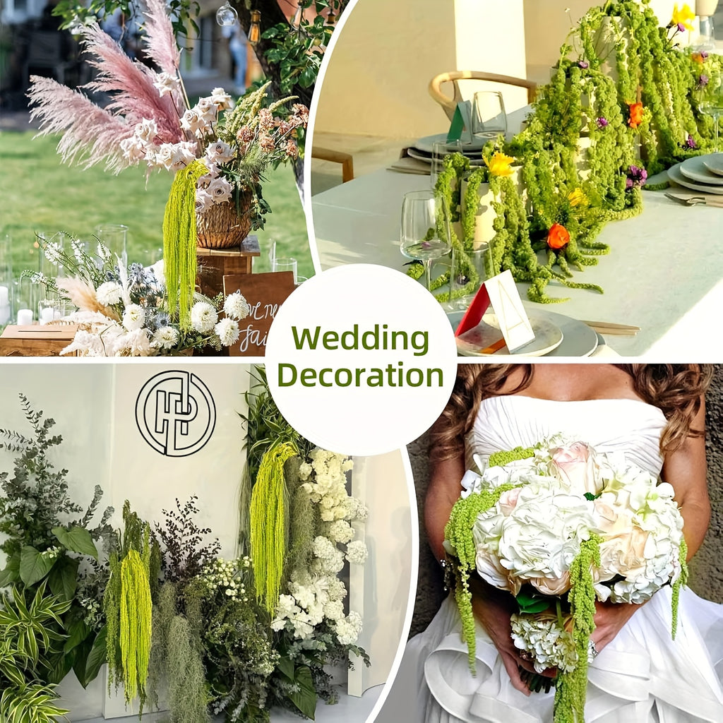 10pcs Artificial Amaranth Flowers - Elegant Green Wisteria Hanging Flowers for Bohemian Home, Party, Wedding Centerpiece, Christmas, Valentine'S Day, Outdoor Garden Decoration, Photography Prop, Bridal Bouquet Accessory