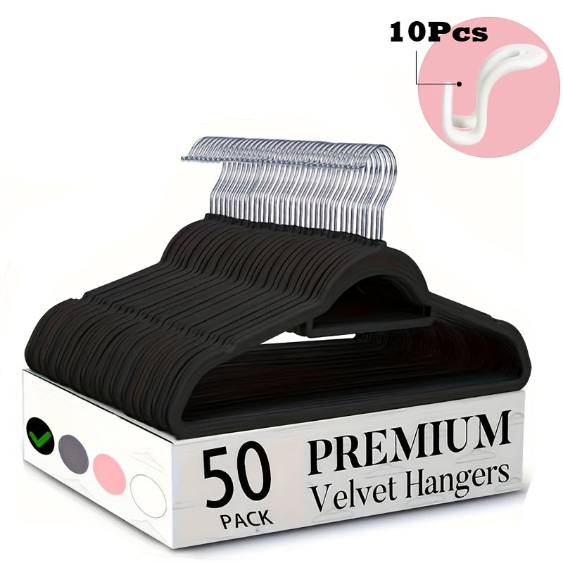 20/50 Pack Heavy-Duty Velvet Hangers, Non-Slip Design with 360° Swivel Hooks & Tie Racks, Essential for Home Organization, Dorm Storage, Prevents Clothes from Slipping, Deforming, Space-Saving Durable Hanging Tool for Wardrobes
