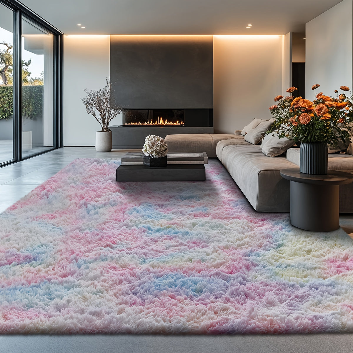 Rugs for Living Room, Super Soft Fluffy Shaggy Area Rugs for Bedroom, Cozy Floor Mats, Plush Indoor Carpet for Kitchen, Faux Rug for Room, Home Decor, Housewarming Gift, Door Mat
