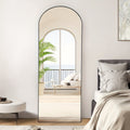 59 x 16 Inch Full Length Mirror with Stand, Slim Aluminum Alloy Frame in Black or Gold with Arched or Rectangular Options for Bedroom and Living Room