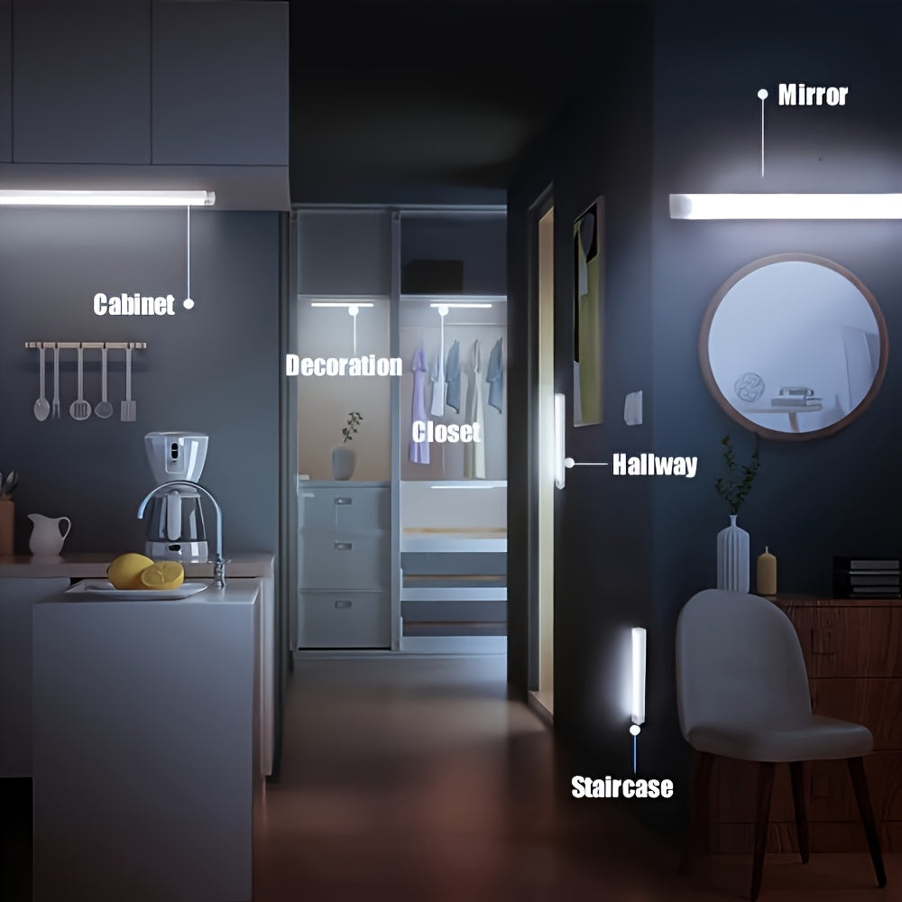 12-Pack Motion Sensor Under Cabinet Lights, USB Rechargeable Wireless LED Closet Lights, 3 Modes, Stick-On Night Lights for Kitchen, Bedroom, Stairs, Wardrobe, Pantry