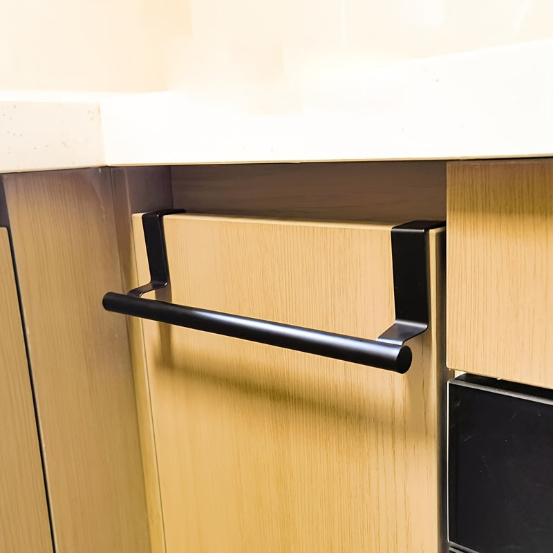2pcs Cabinet Door Towel Bar, Dishwashing Towel Rack, Stainless Steel Towel Holder, Over The Door Hand Towel Hanger for Kitchen Bathroom Cupboard