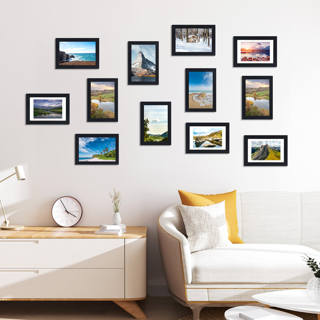 24 Pcs Picture Frame, Made of Sturdy Frame for 4x6in or 5x7in or 8x10in, Wall and Tabletop Display Thin Border Photo Frames for Home Decor, Black